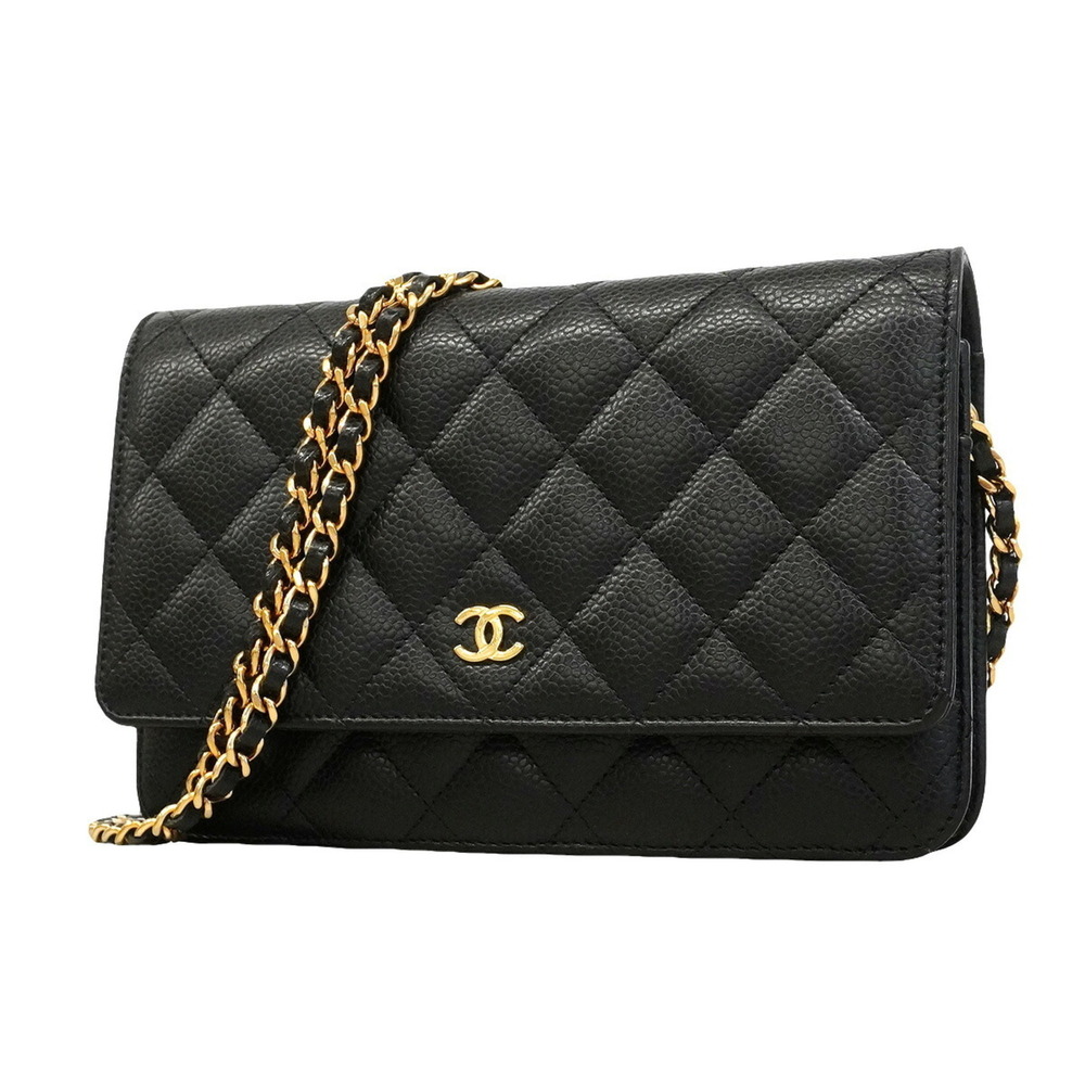 CHANEL Black Caviar Leather Wallet